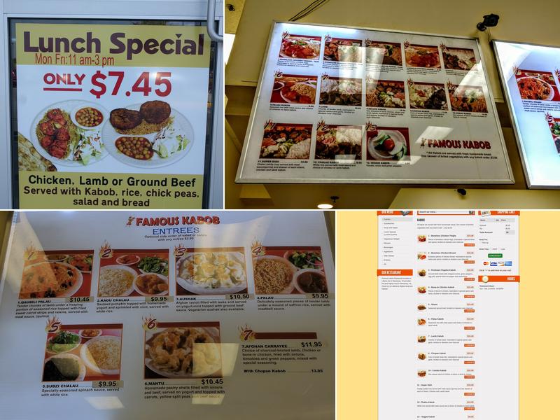 Famous Kabob Menu