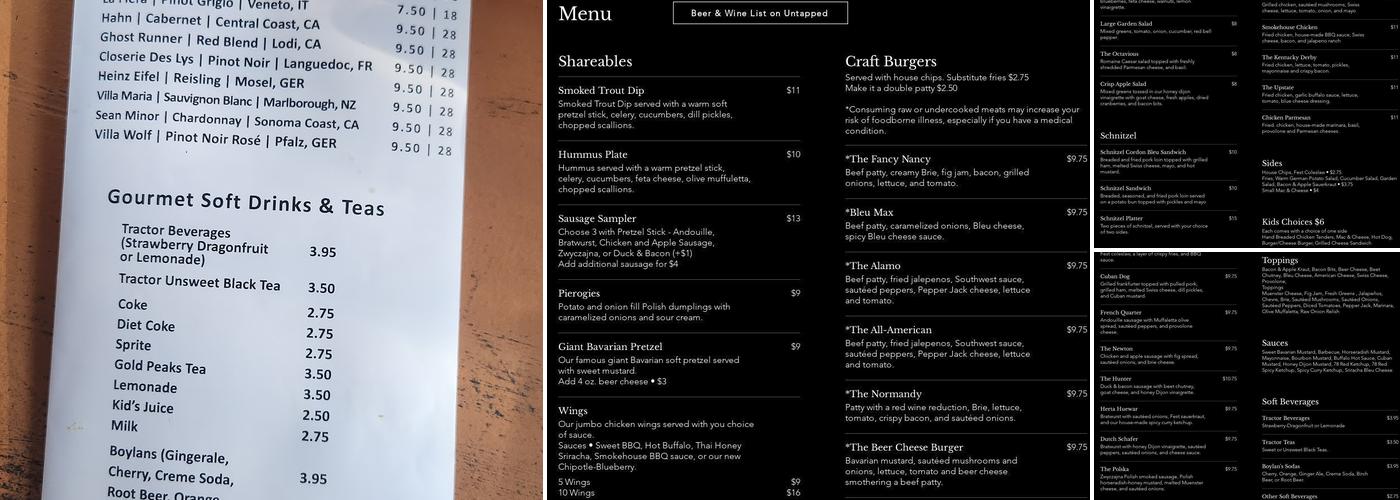 Fest Biergarten Menu