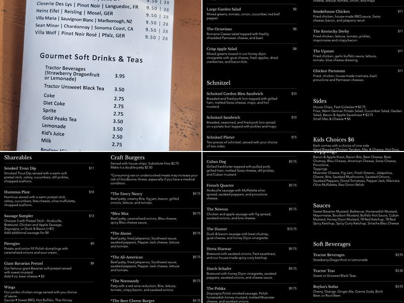 Fest Biergarten Menu