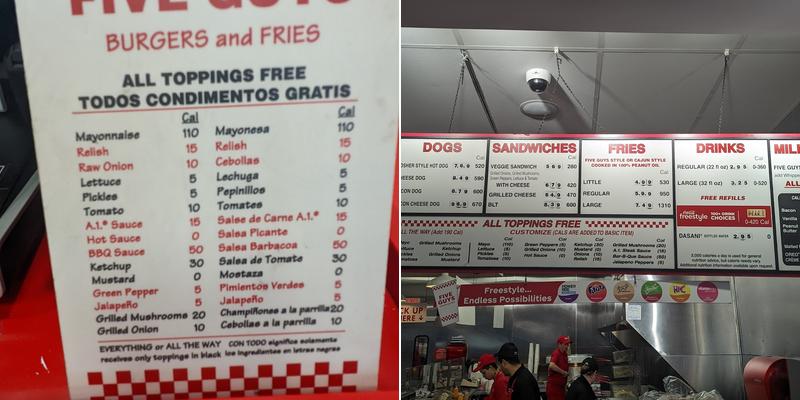 Five Guys Menu