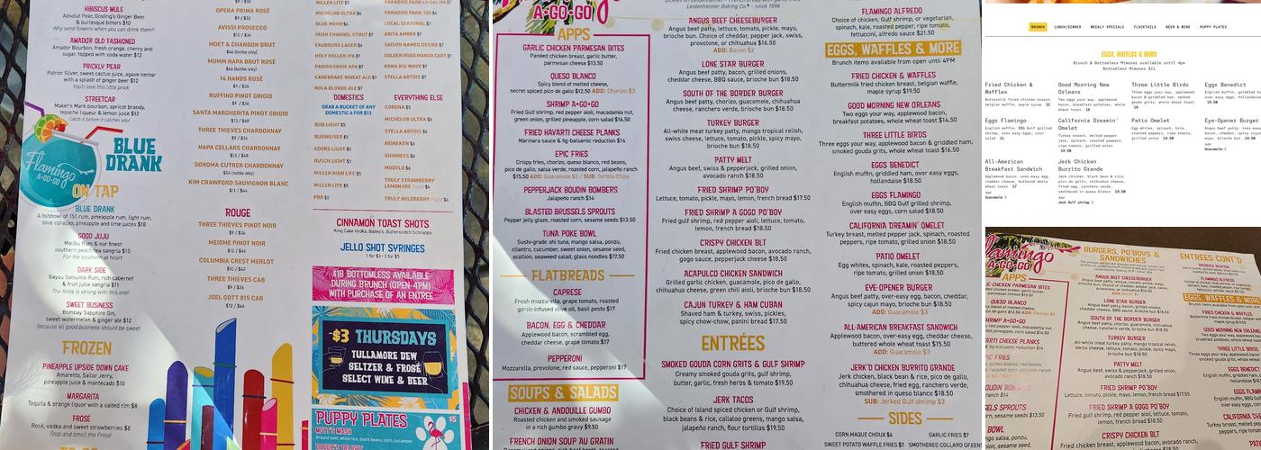 Flamingo A Go Go Menu