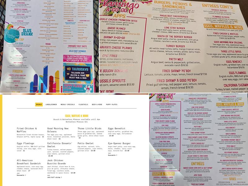 Flamingo A Go Go Menu