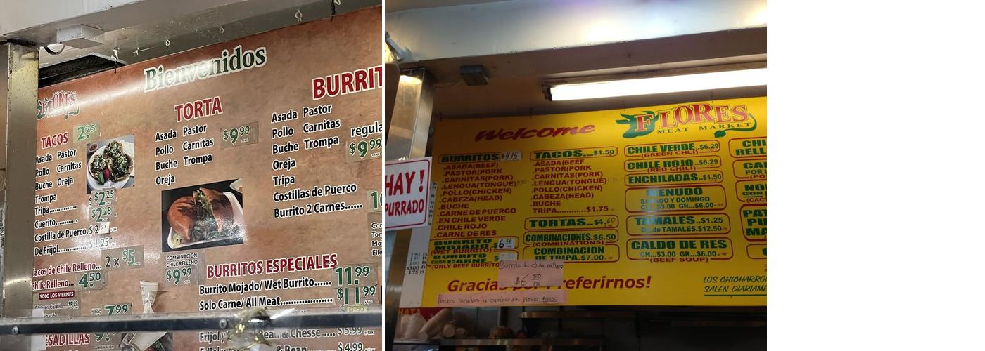 Flores Meats Menu
