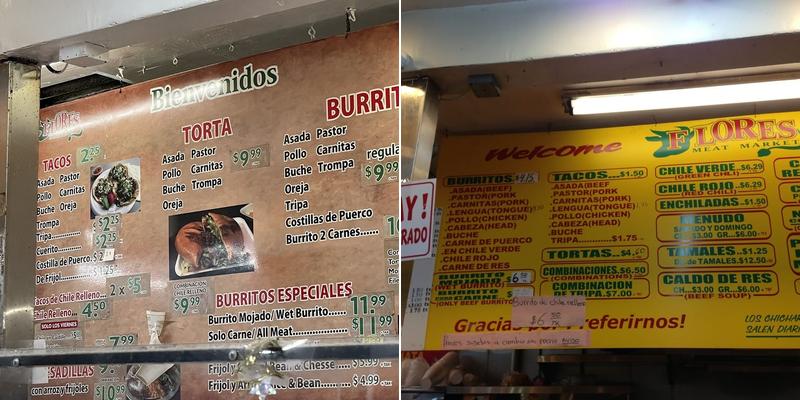 Flores Meats Menu