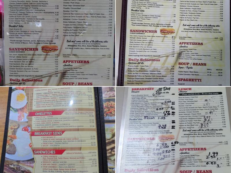 Francis Cafe Menu