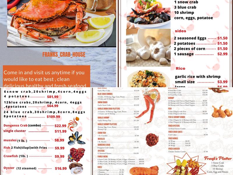 Frank's Crab House Menu