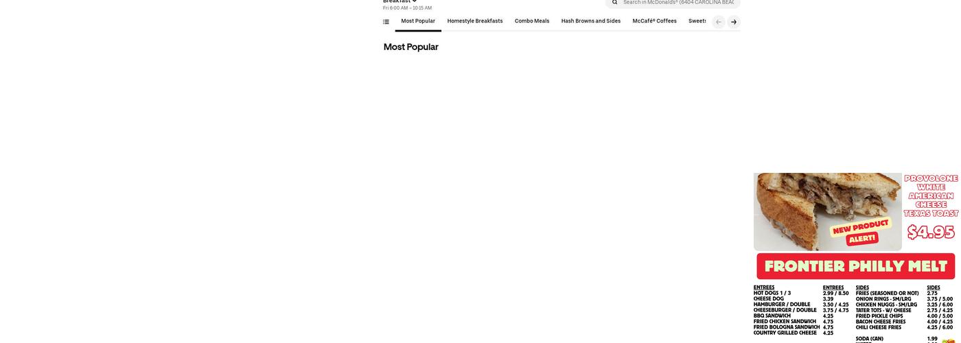 Frontier Food To Go Menu