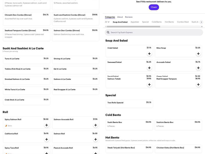 Fuji Sushi Express Menu