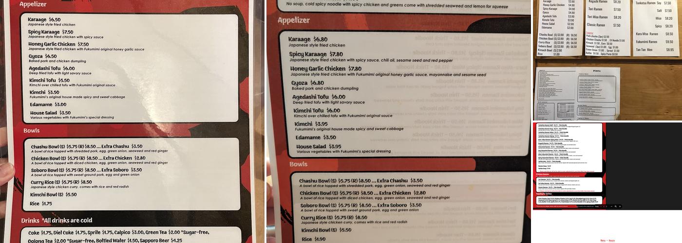 Ramen Fukumimi Menu