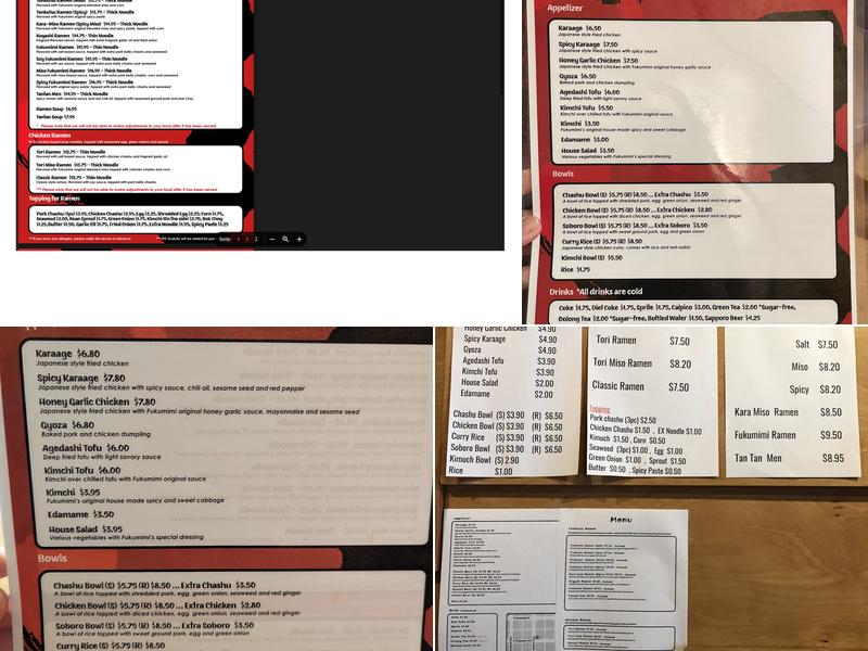 Ramen Fukumimi Menu