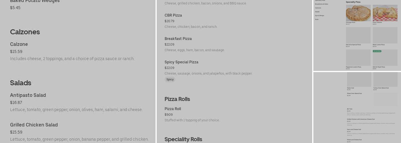 Get & Go Pizza and Subs Menu