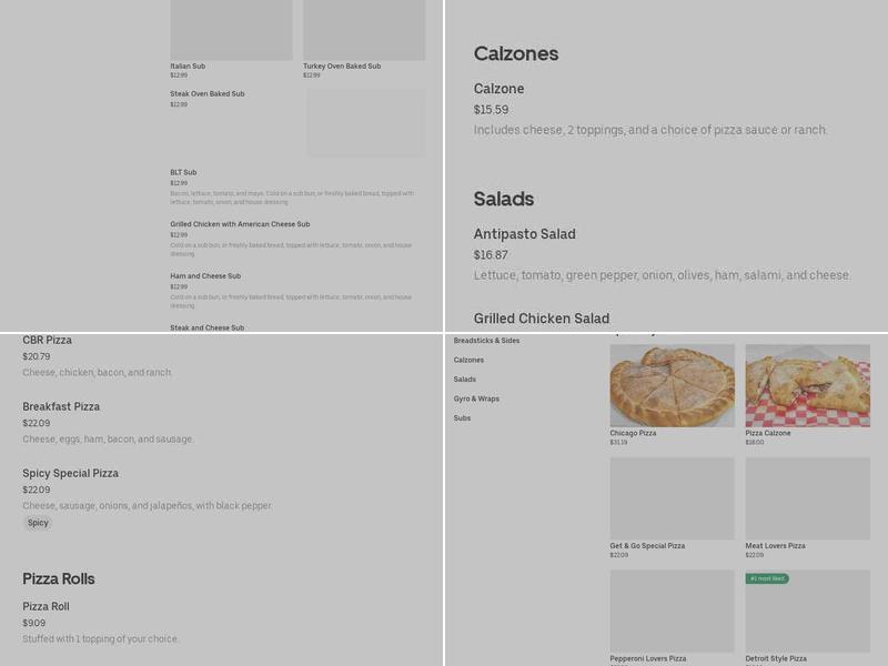 Get & Go Pizza and Subs Menu