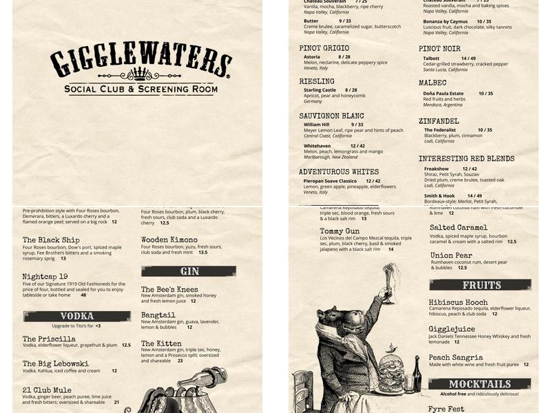 Gigglewaters Menu