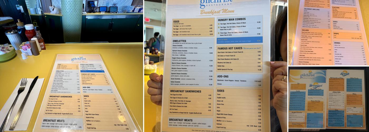 Gilchrist at Tropicana Atlantic City Menu