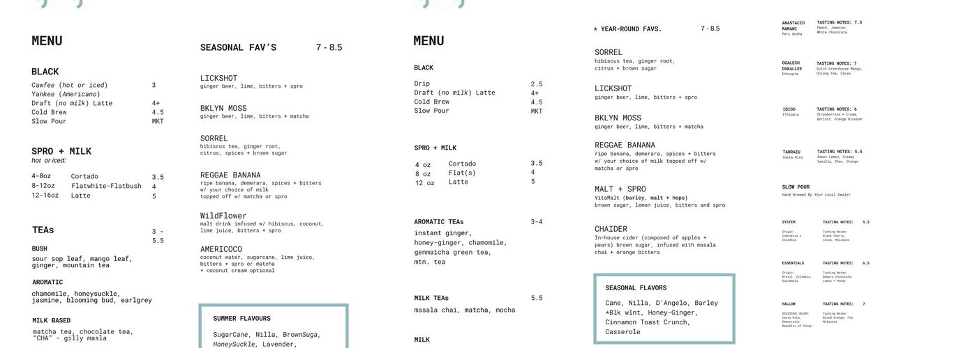 Gilly Brew Bar Menu