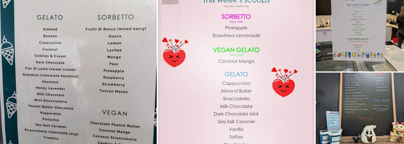 Contra Costa Coffee featuring Ginger's Gelato Menu