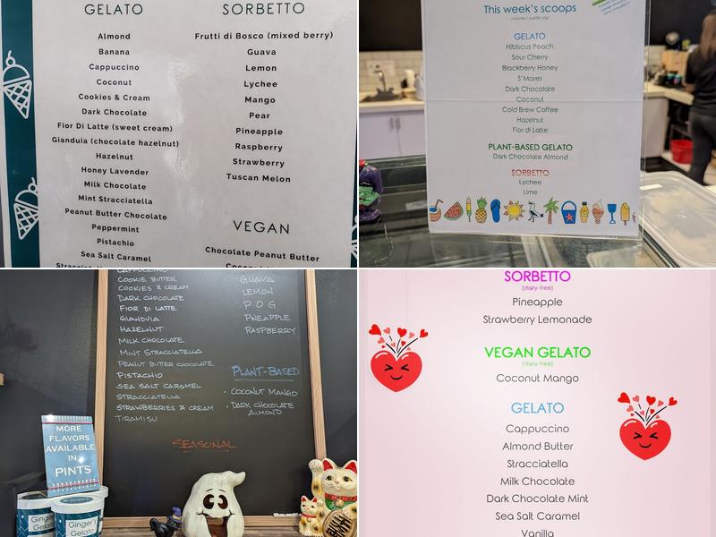 Contra Costa Coffee featuring Ginger's Gelato Menu