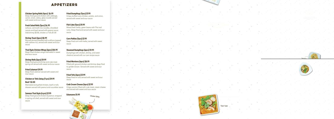Ginger Thai Restaurant Menu