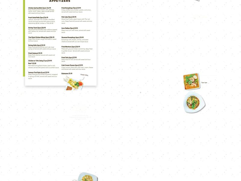 Ginger Thai Restaurant Menu