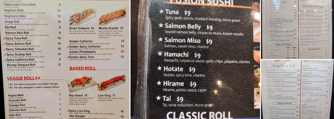 Ginza Sushi Menu