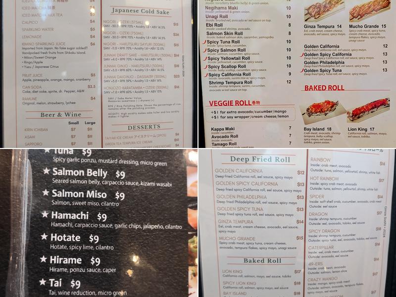 Ginza Sushi Menu