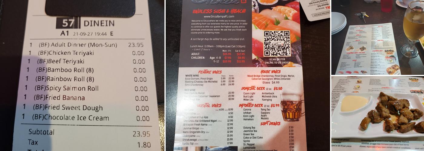 Ginza Menu