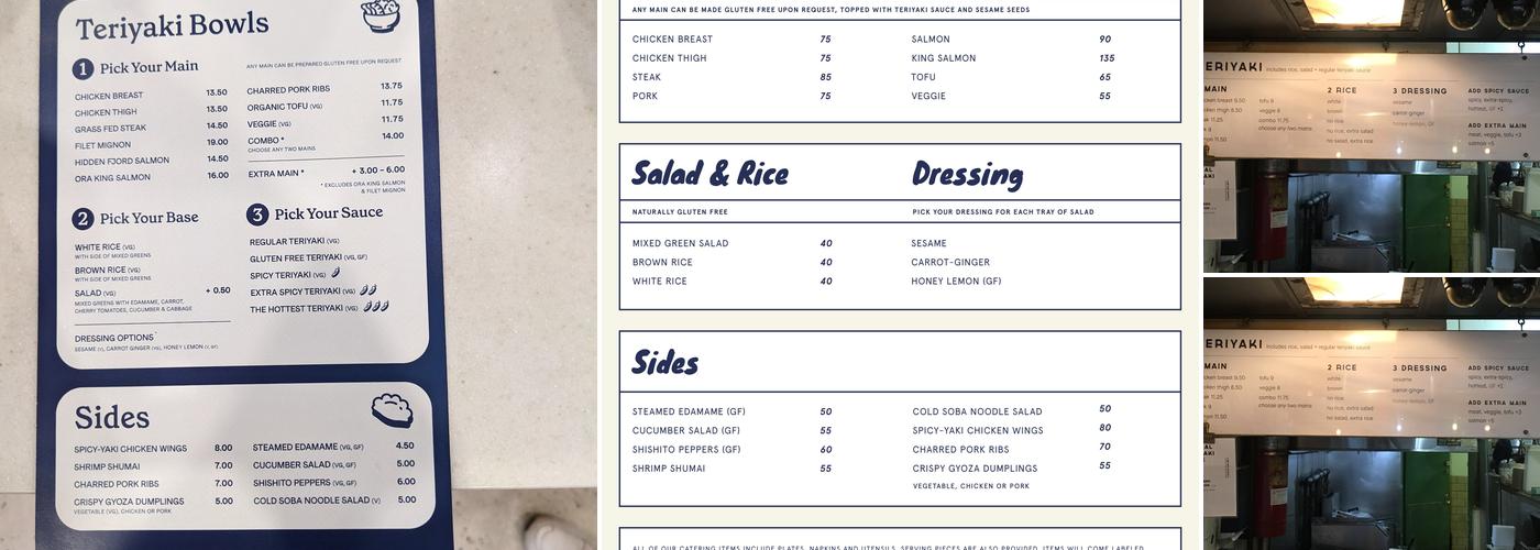 Glaze Teriyaki Menu