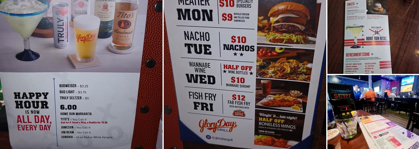 Glory Days Grill Menu