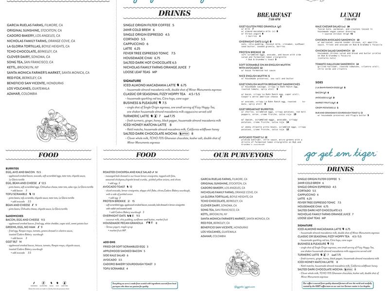 Go Get Em Tiger Menu