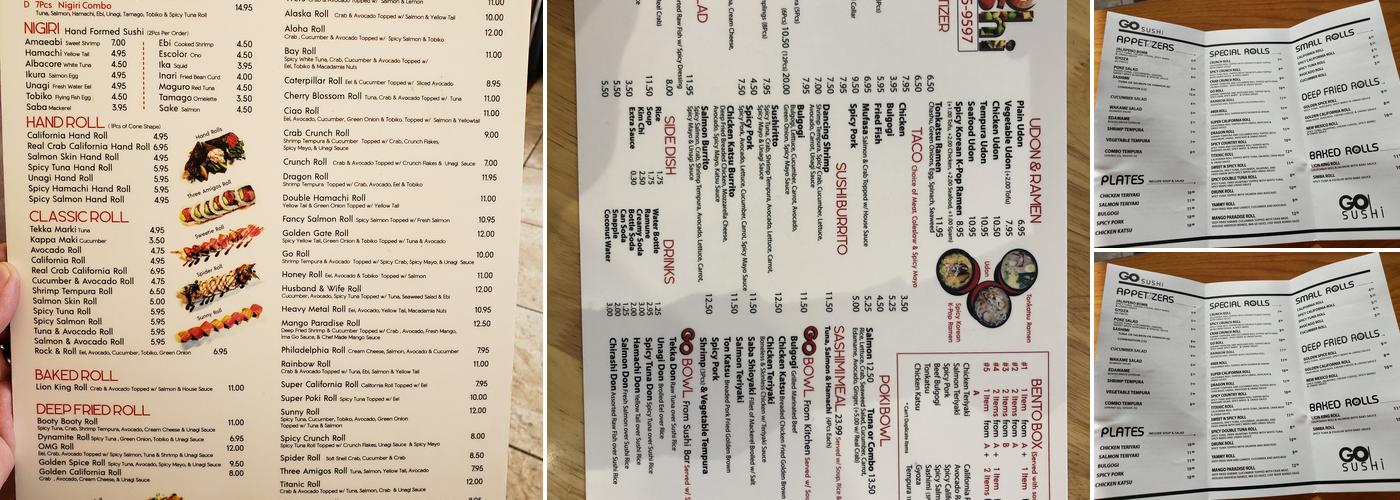 Go Sushi Menu