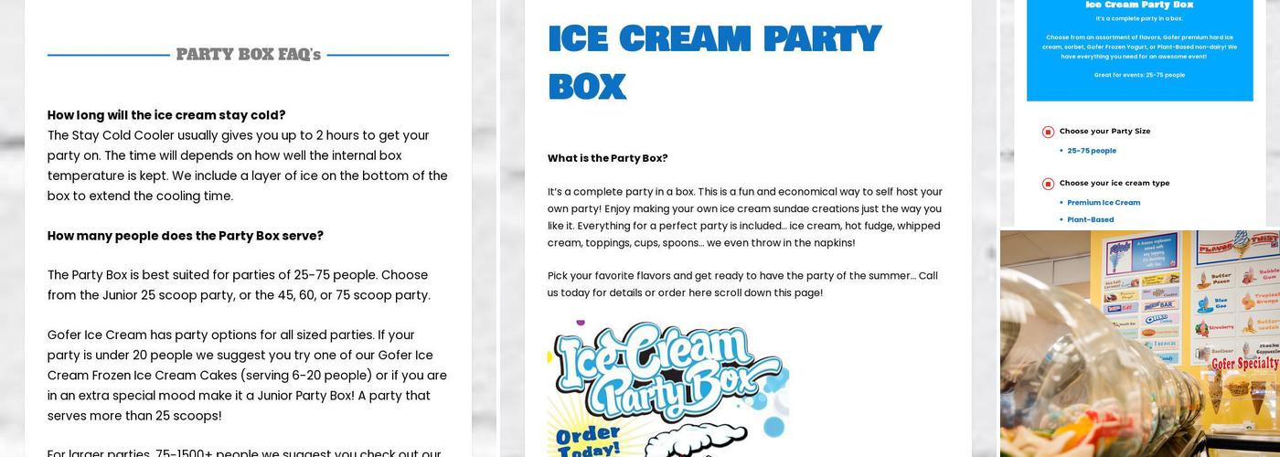 Gofer Ice Cream Wilton Menu