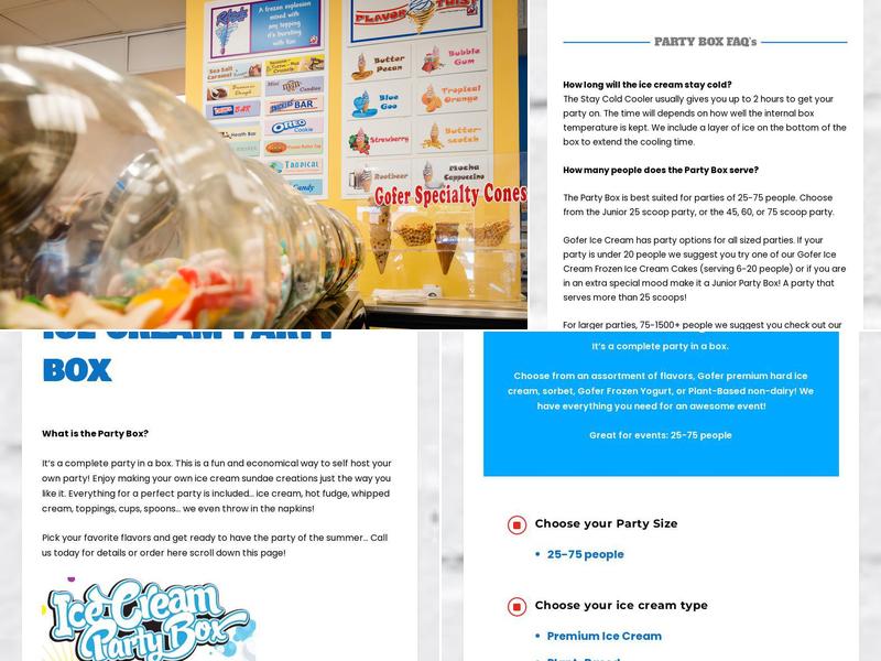 Gofer Ice Cream Wilton Menu