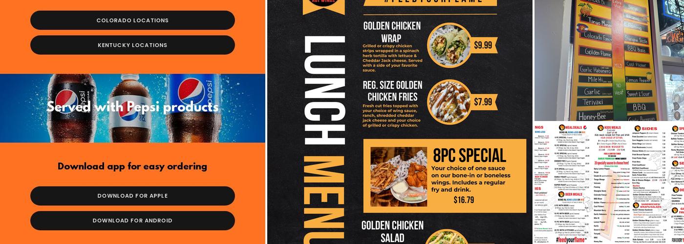 Golden Flame Hot Wings Menu