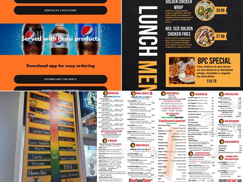 Golden Flame Hot Wings Menu