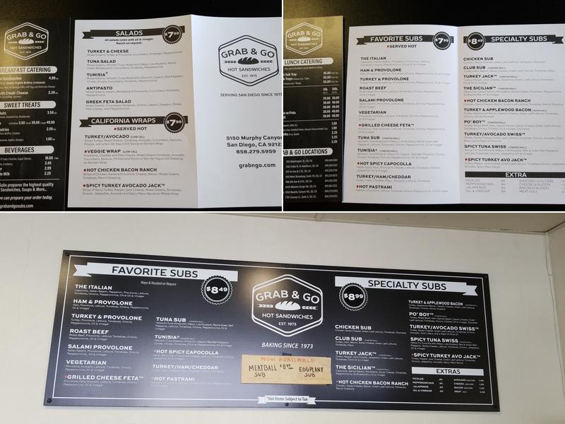 Grab & Go Subs Menu