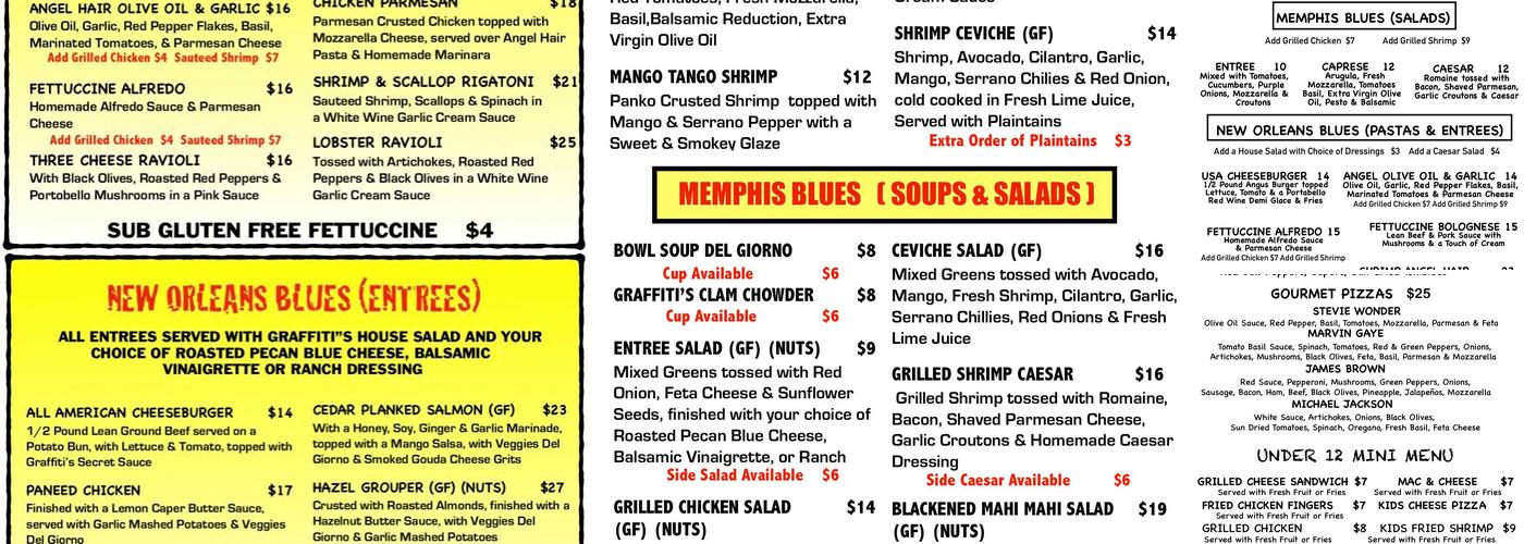 Graffiti & The Funky Blues Shack Menu