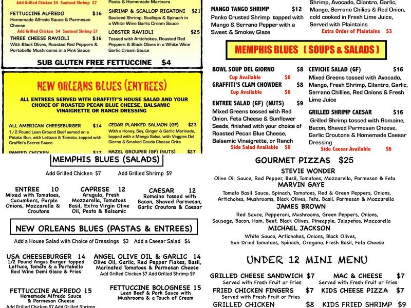 Graffiti & The Funky Blues Shack Menu