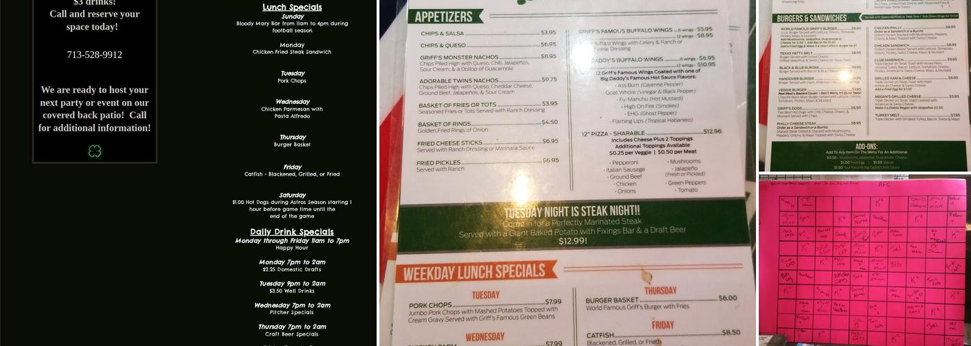 Griff's Menu
