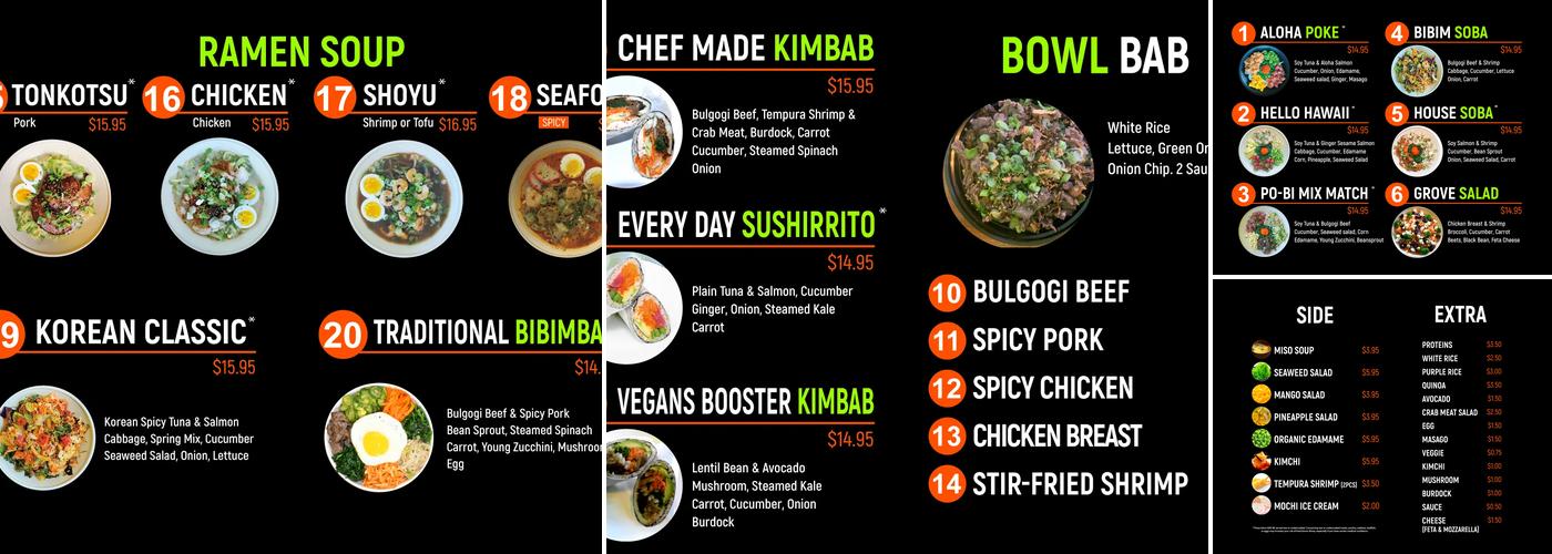 Grove - Poke & Salad Bowl Menu