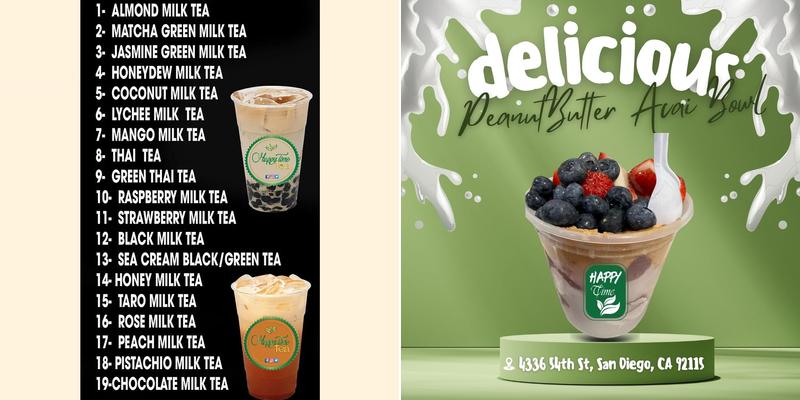Happytime Tea Menu