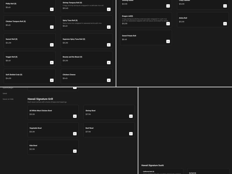 Hawaii Grill & Sushi Menu