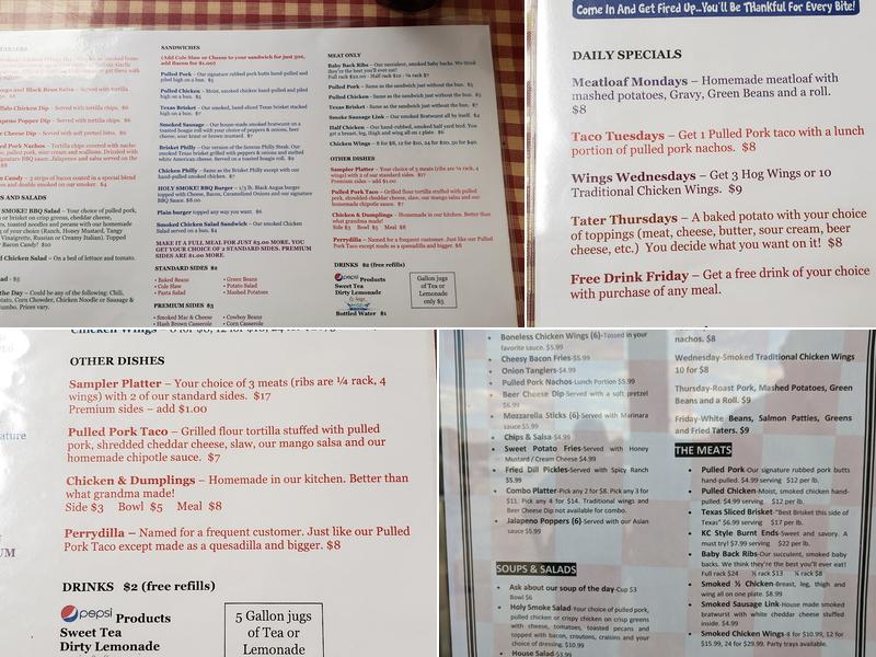 Holy Smoke BBQ Menu