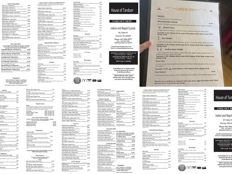 House Of Tandoor Indian and Nepali Cuisine Menu