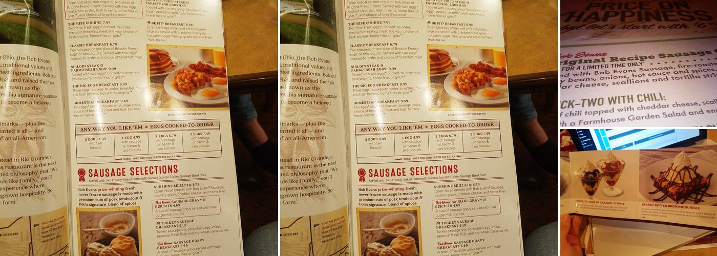Bob Evans Menu