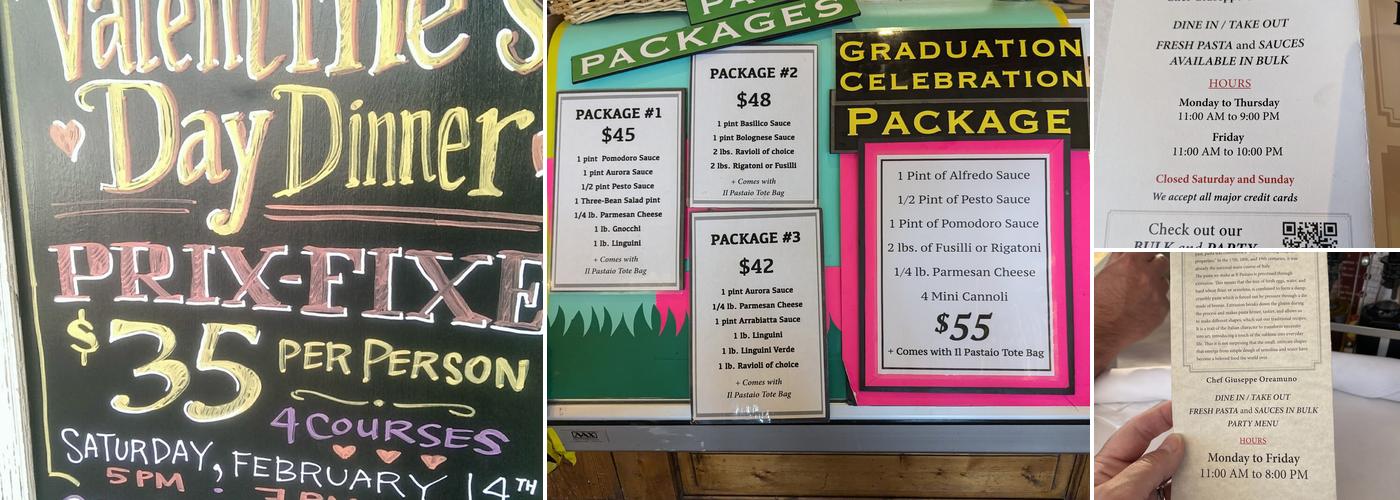 II Pastaio Ristorante Menu