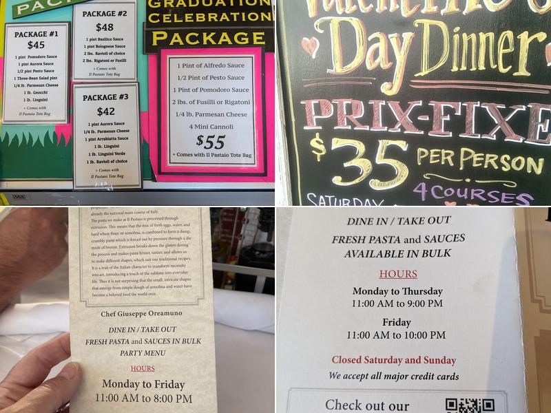 II Pastaio Ristorante Menu