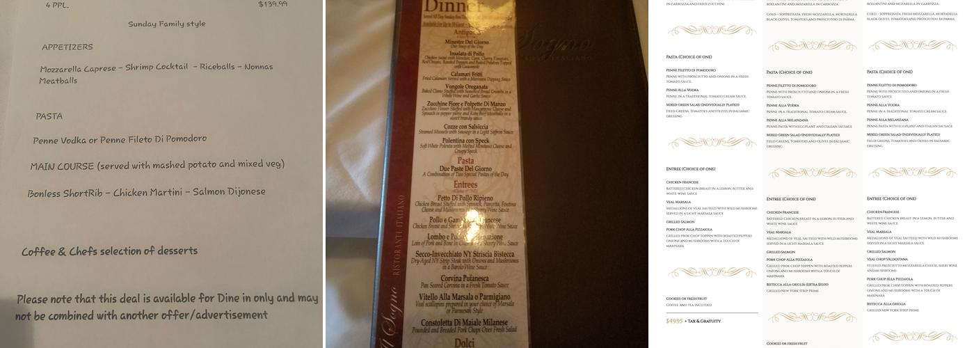 Il Sogno Ristorante Italiano Menu