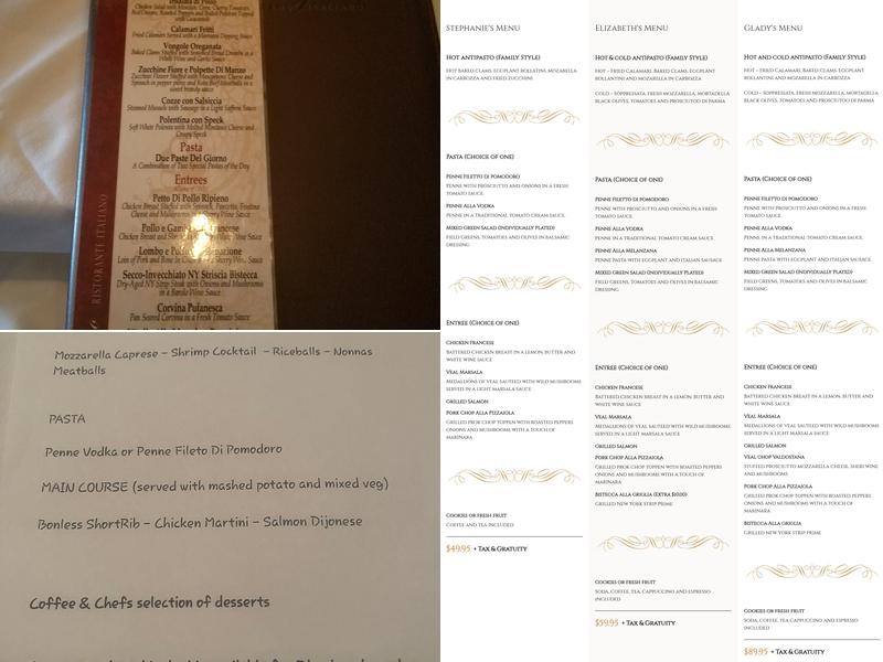 Il Sogno Ristorante Italiano Menu