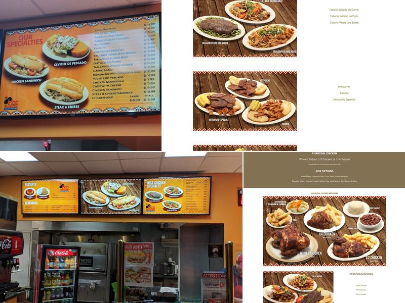 Inca Chicken Menu