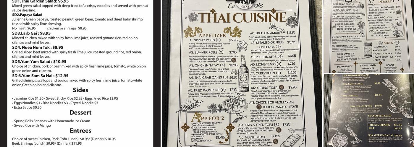 iThaiz Restaurant Menu